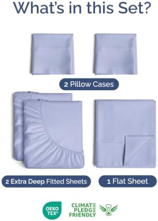 Extra Deep Pocket Split King Sheet Set - Breathable & Cooling - Lavender