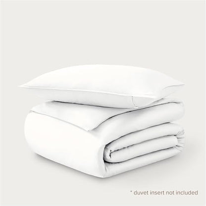 Bare Home 100% Organic Cotton Sateen Duvet Cover Set (Twin/Twin XL, White)