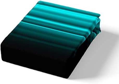 Feelyou Geometric Abstract Ombre Bed Sheets Kids Teens Teal and Black Striped Sheet Set Decor Modern Fashion Bed Set Bedroom Collection 3Pcs Twin Size