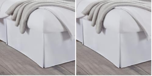 Nestl White Bed Skirt Queen Size - 14 Inch Drop Brushed Microfiber Skirts Hotel Quality Pleated Shrinkage & Fade Resistant (Pack of 2)