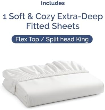 CGK Linens Extra Deep Flex Top Split Head King Fitted Sheet Only - White