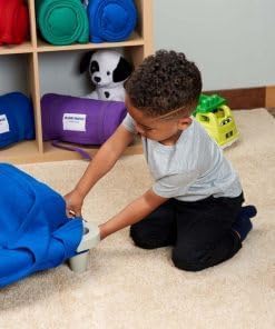 ROLLEE POLLEE Nap Sac Roll Up Napping Blanket with Attached Pillow for Preschool/Daycare, Super Soft with Elastic Straps, Fits Most Mats and Cots