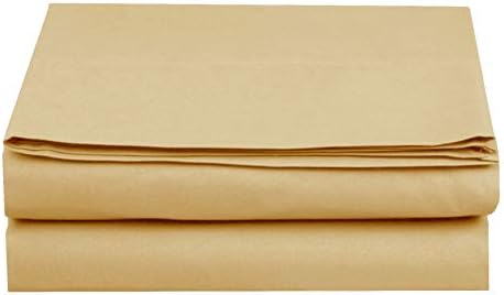 Elegant Comfort Premium Hotel Quality 1-Piece Flat Sheet, Luxury and Softest 1500 Premium Hotel Quality Microfiber Bedding Flat Sheet, Wrinkle-Free, Stain-Resistant, Twin/Twin XL, Gold