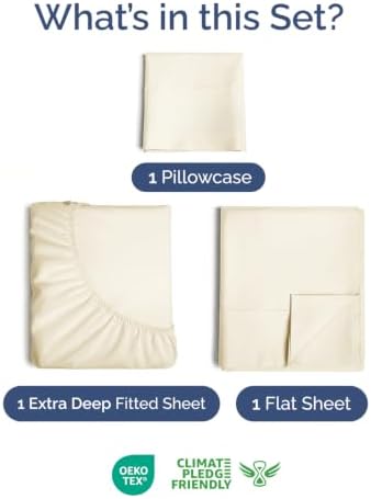Extra Deep Pocket Twin Size Sheet Set - Breathable & Cooling - Off White