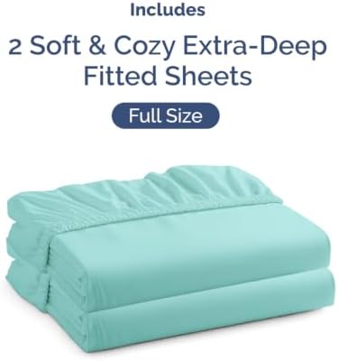 CGK Linens 2 Pack Extra Deep Full Fitted Sheets - Spa Blue