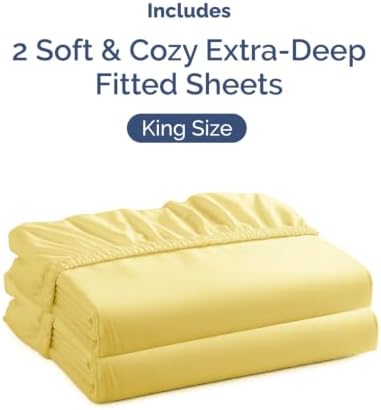 CGK Linens 2 Pack Extra Deep King Fitted Sheets - Yellow