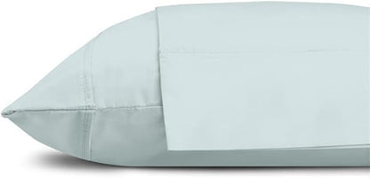Light blue pillow on a white background