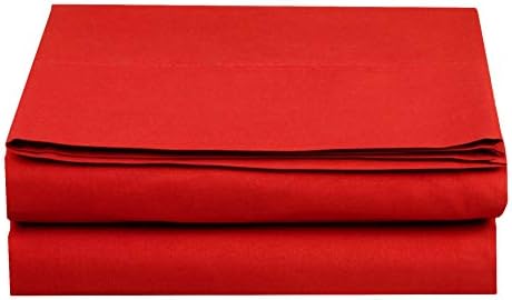 Elegant Comfort Premium Hotel Quality 1-Piece Flat Sheet, Luxury and Softest 1500 Premium Hotel Quality Microfiber Bedding Flat Sheet, Wrinkle-Free, Stain-Resistant, Full, Red