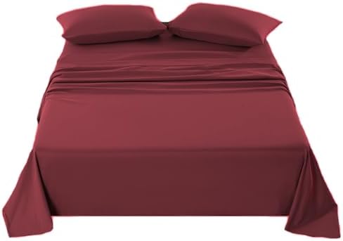 Kingnex Queen Sleeper Sofa Bed Sheets for 60x74 Pull Out Sofa Bed with 4-6 Deep Pocket Soft Double Brushed 1800 Microfiber 4 Piece Bedding Set Burgundy