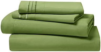 Clara Clark Bed Sheets, Premier 1800 Series 4 Piece Bed Sheet Set, Deep Pocket, Wrinkle, Fade, Stain Resistant, Luxury Soft Bedding Sheets & Pillowcases, Twin-XL, Calla Green