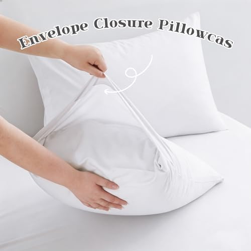 P Pothuiny 5-Piece Split King Sheets Set, White Soft Microfiber Fabric
