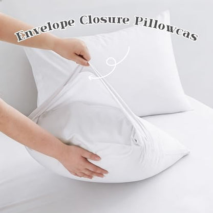 P Pothuiny 5-Piece Split King Sheets Set, White Soft Microfiber Fabric