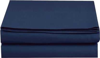 Elegant Comfort Premium Hotel Quality 1-Piece Flat Sheet, Luxury and Softest 1500 Premium Hotel Quality Microfiber Bedding Flat Sheet, Wrinkle-Free, Stain-Resistant, Queen, Navy