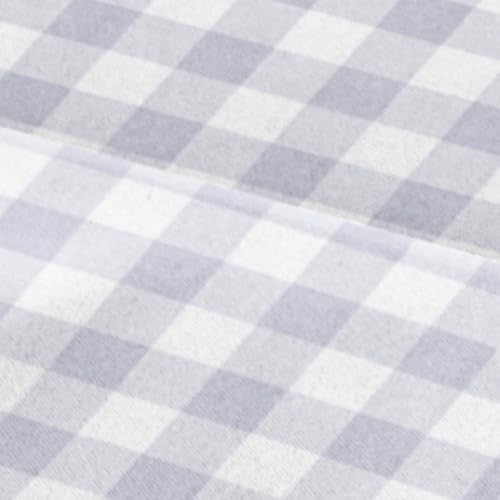Twin XL 3 Piece Striped Sheet Set - Breathable & Cooling - Grey Gingham