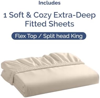 CGK Linens Extra Deep Flex Top Split Head King Fitted Sheet Only - Wheat
