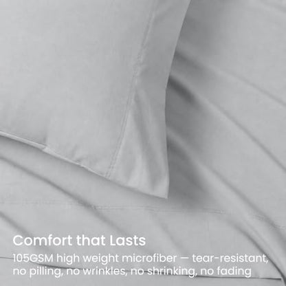 GOKOTTA 4 Piece Cal King Sheet Set - Soft, Breathable & Cozy - Light Grey