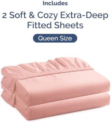 CGK Linens 2 Pack Extra Deep Queen Fitted Sheets - Baby Pink