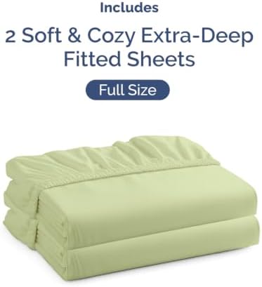 CGK Linens 2 Pack Extra Deep Full Fitted Sheets - Light Sage Green