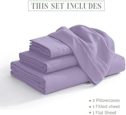 Elegant Comfort Luxury 4-Piece Bed Sheet Set - Luxury Bedding 1500 Premium Hotel Quality Microfiber, Wrinkle Resistant Cool & Breathable, Easy Elastic Fitted, Twin/Twin XL, Violet