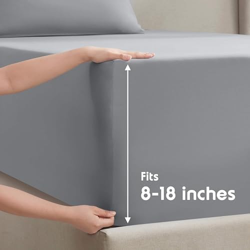 Nestl Split King Sheet Set - Bed Sheets - Grey - 5-Piece Deep Pocket