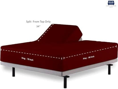 1 PC Top Split Queen Fitted Sheet for Adjustable beds, 34" Split, Burgundy