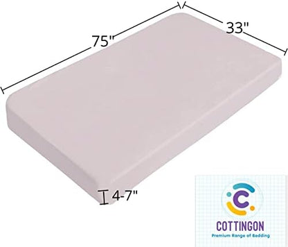 1 PC Cot Size 33" x 75" Fitted Sheet Only, 100% Egyptian Cotton, Blush Pink