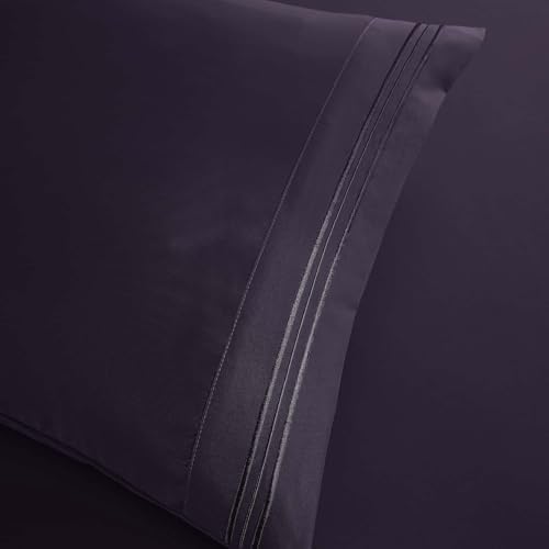 Clara Clark Full Sheets, 6 Piece Set - Hotel Luxury Bed Sheets, Super Soft Bedding Set, Full Size, Eggplant Purple