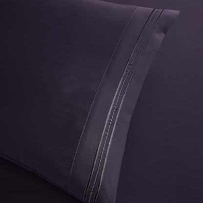 Clara Clark King Sheets, 6 Piece Set - Hotel Luxury Sheets for King Size Bed, Super Soft Bedding Set, King Size, Eggplant Purple