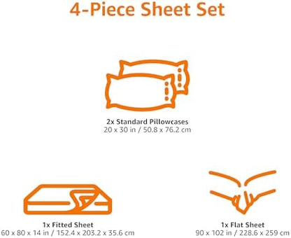Amazon Basics 100% Cotton Jersey Bed Sheet Set, Breathable, Soft, Queen, Black, Solid