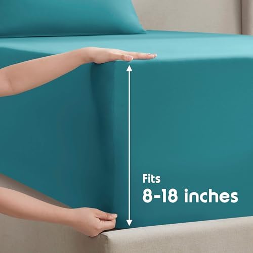 Nestl Twin Sheet Set - Bed Sheets - Teal - 3-Piece Deep Pocket