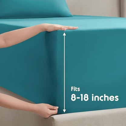 Nestl Twin Sheet Set - Bed Sheets - Teal - 3-Piece Deep Pocket