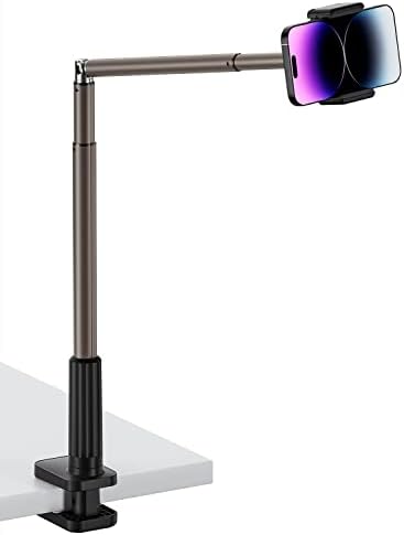 Viozon Phone Holder, Flexible Long Arm,Overhead Mount,360° Angle Adjustable,Aluminum Alloy, C Clamp for Headboard Bedside&Table&Desk,Compatible with 3.5"-6.9" Phone,iPhone 16 15Plus / Pro Max