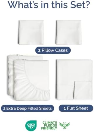 Extra Deep Split King Sheet Set - Breathable & Cooling - Antique White
