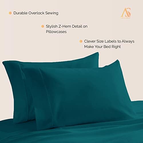 800 Series King Pillow Cases Set of 2, Sateen, Teal
