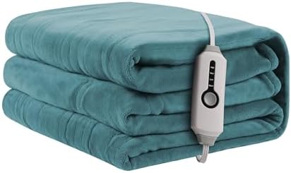 ReyyNio Electric Heated Blanket Full Size 72"x84", 10H Auto-Off, Teal