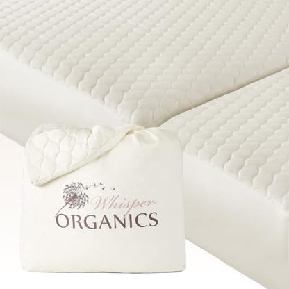 Whisper Organics 100% Cotton Organic Quilted Mattress Pad Protector