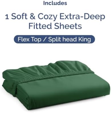CGK Linens Extra Deep Flex Top Split Head King Fitted Sheet - Emerald Green