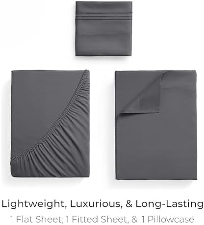 Mellanni Iconic 3-Piece, Ultra Soft Sheet Set (Twin XL, Gray)