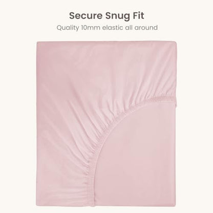 BIOWEAVES 100% Organic Cotton 1 Full Size Fitted Sheet Only | 300 Thread Count Sateen Weave GOTS Certified with Deep Pocket - Blush Pink