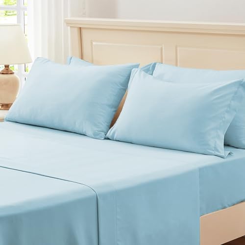 Full Size Comforter Sets 7 Piece, Light Blue Bed in a Bag Full Bedding Set