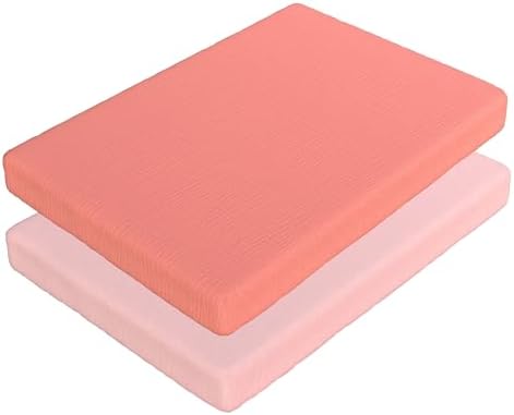 Baby Bassinet Sheets Girls – 100% Cotton Muslin Bassinet Sheets, 2 pc Bassinet Mattress Sheets, 32"x16"x 4", Oeko-TEX Certified, Bedside Bassinet Sheet (Pink)