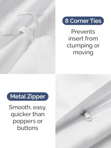 Duvet Cover Super King Size - Soft 3 Piece with Zipper Closure - White