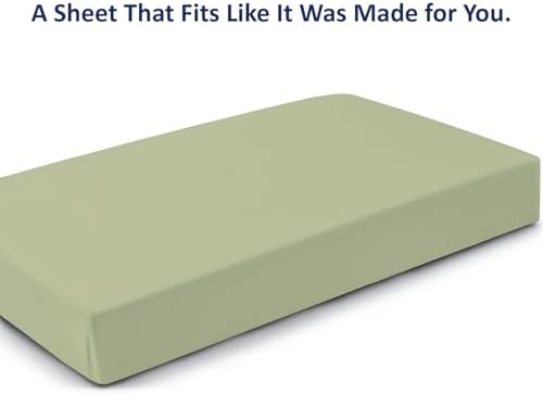 1 PC Cot Size 30" x 75" Fitted Sheet Only, 100% Egyptian Cotton, Sage Solid