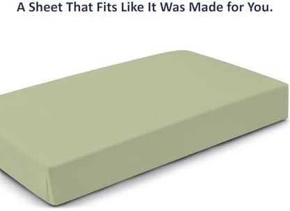 1 PC Cot Size 30" x 75" Fitted Sheet Only, 100% Egyptian Cotton, Sage Solid