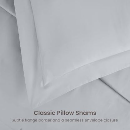 BIOWEAVES 100% Organic Cotton King Duvet Cover Set, 3-Piece, 300 Thread Count Sateen Weave GOTS Certified Comforter Cover with Buttoned Closure and 2 Pillow Shams – Glacier Gray, 104x90 inches