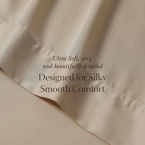 Threadmill 400TC Egyptian Cotton Twin XL Sheet Set, Sateen, Beige, 3-Piece