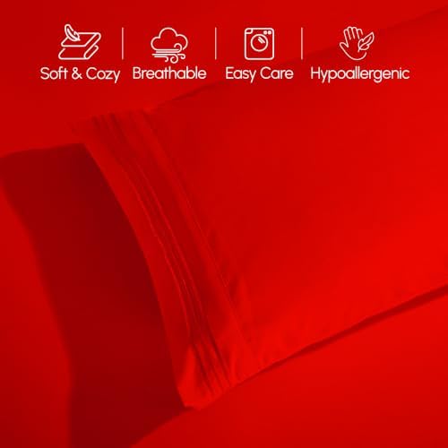 Elegant Comfort Luxury 4-Piece Bed Sheet Set - Luxury Bedding 1500 Premium Hotel Quality Microfiber, Wrinkle Resistant Cool & Breathable, Easy Elastic Fitted, King, Red