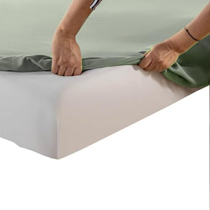 Kingnex Olympic Queen Sheets Sets 66x80 for Super Queen Bed Sage