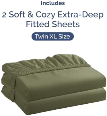 CGK Linens 2 Pack Extra Deep Twin XL Fitted Sheets - Sage Green
