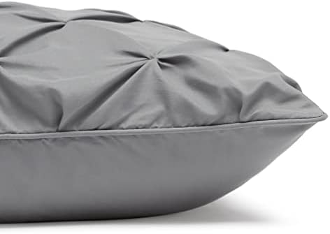 Amazon Basics 2 Piece Soft, Lightweight Down-Alternative All-Season Comforter and Bedding Set, Pinch Pleat, Twin/TwinXL, Dark Grey